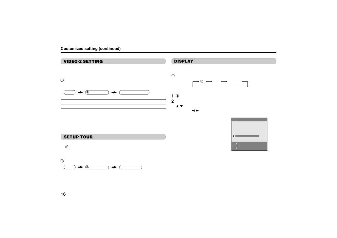 JVC AV-21M535, AV-21M515, AV-21M315, AV-21V315, AV-25M515, AV-25M315 Customized setting, VIDEO-2 Setting, Setup Tour 