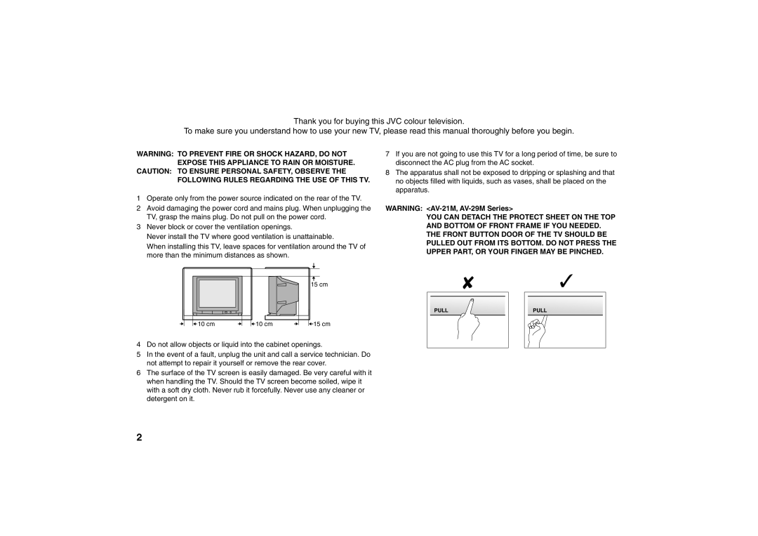 JVC AV-21MS15, AV-29MS15 specifications 15 cm 