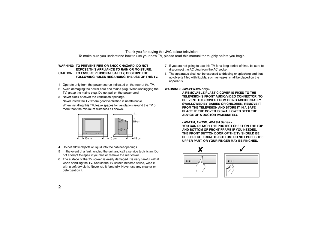 JVC AV-21MS15, AV-29MS15 specifications AV-21M, AV-25M, AV-29M Series 