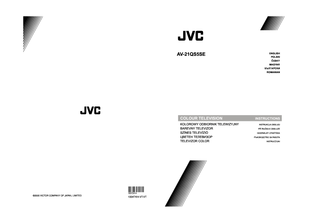 JVC AV-21QS5SE manual Colour Television, Instructions, English Polski Èesky Magyar Áúëãapckè Romanian, 1004TKH-VT-VT 
