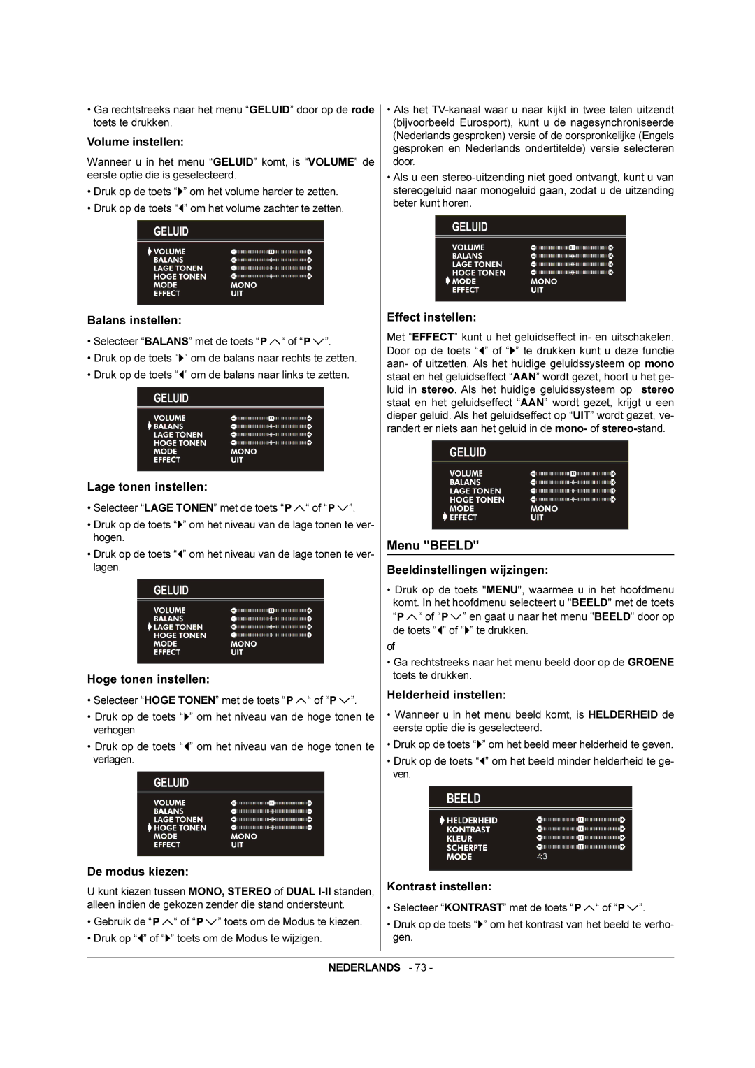JVC AV-21QS5SP manual Menu Beeld 