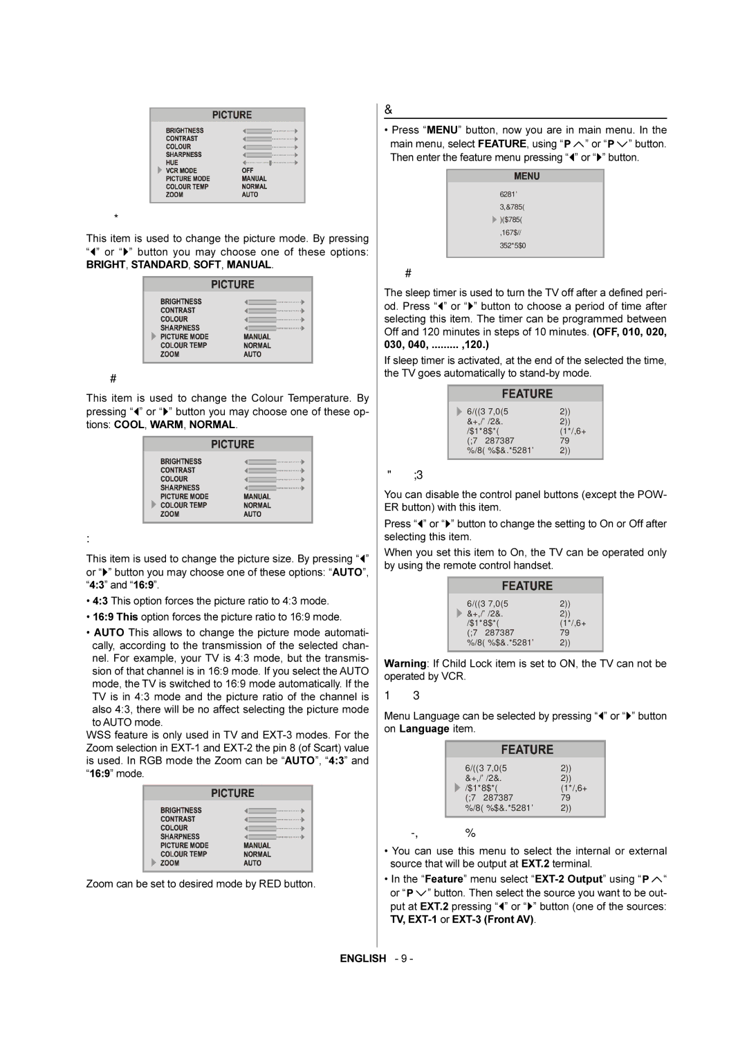 JVC AV-21QT4SJ manual Feature Menu 