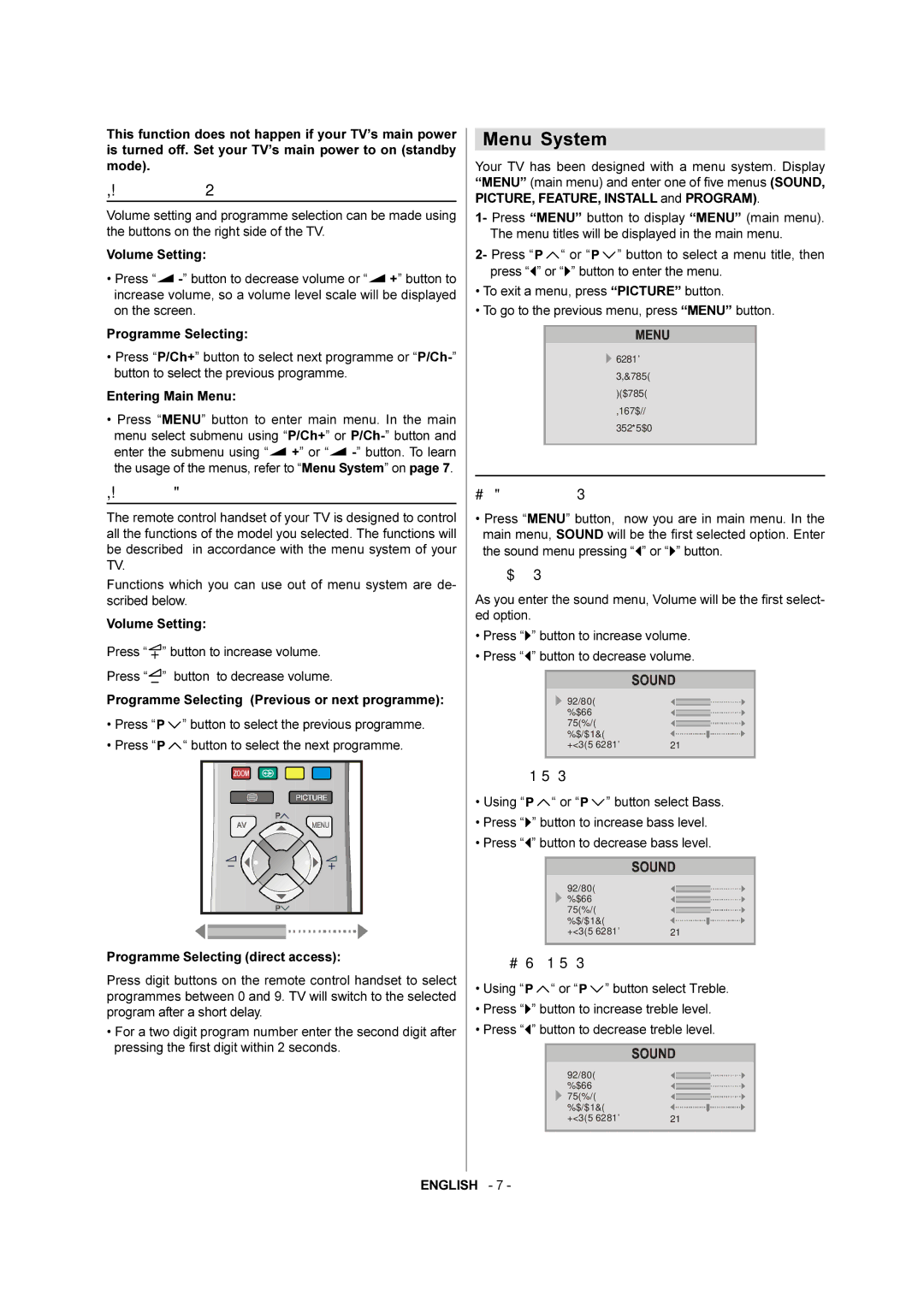 JVC AV-21QT4SJ manual Menu System, Operating with the onset buttons, Operating with Remote Control, Sound Menu 