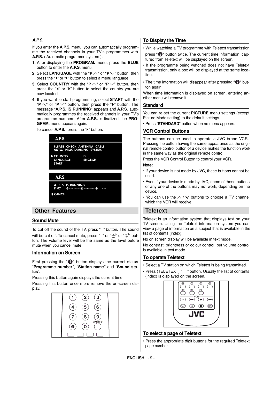 JVC AV-21RT4BE, AV-21RT4SE manual Other Features, Teletext 