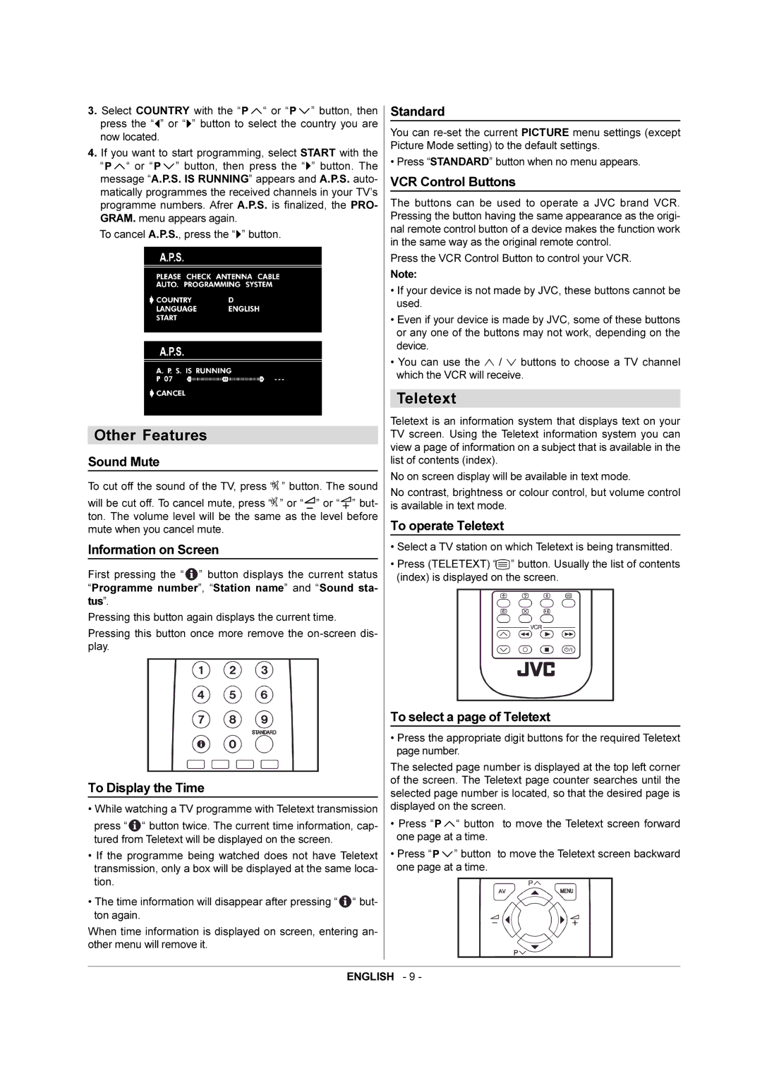 JVC AV-21RT4BE, AV-21RT4SE manual Other Features, Teletext 