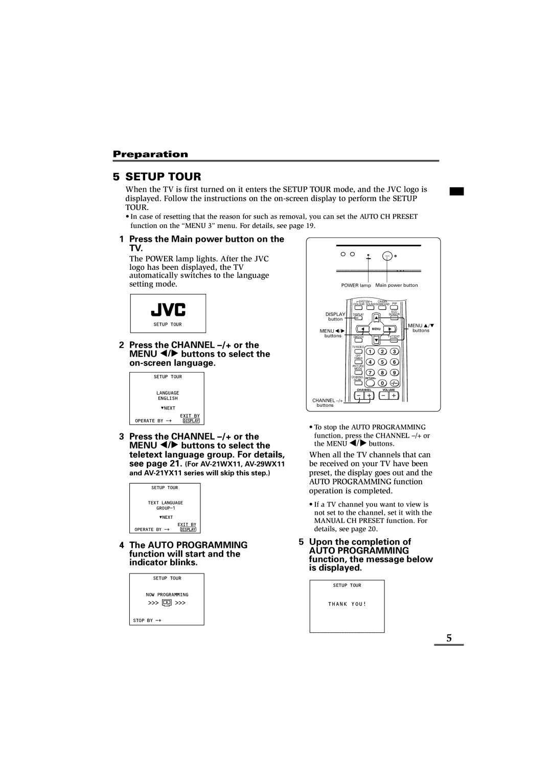 JVC AV-25VX71, AV-21VS21, AV-29VS21, AV-29WS21, AV-29WX11, AV-29VX71, AV-25VS21, AV-21YX11, AV-21WX11, AV-21WS21 Setup Tour 