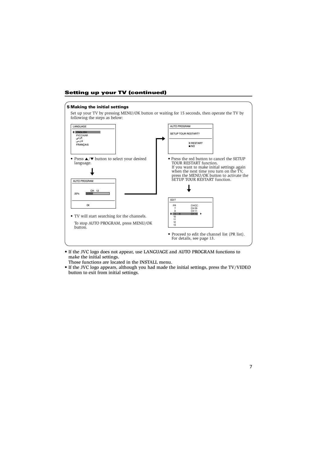 JVC GGT0077-001A-H, AV-21WMG5 specifications Êìëëäàâ, Setting up your TV 