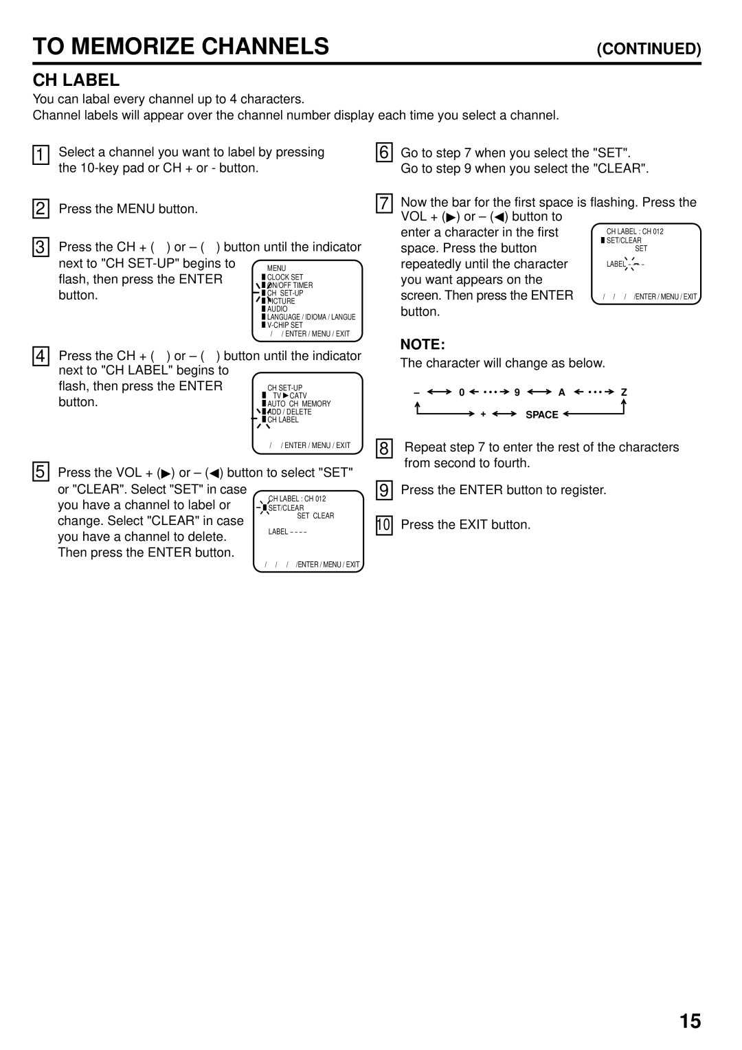 JVC AV 24F702 manual CH Label 