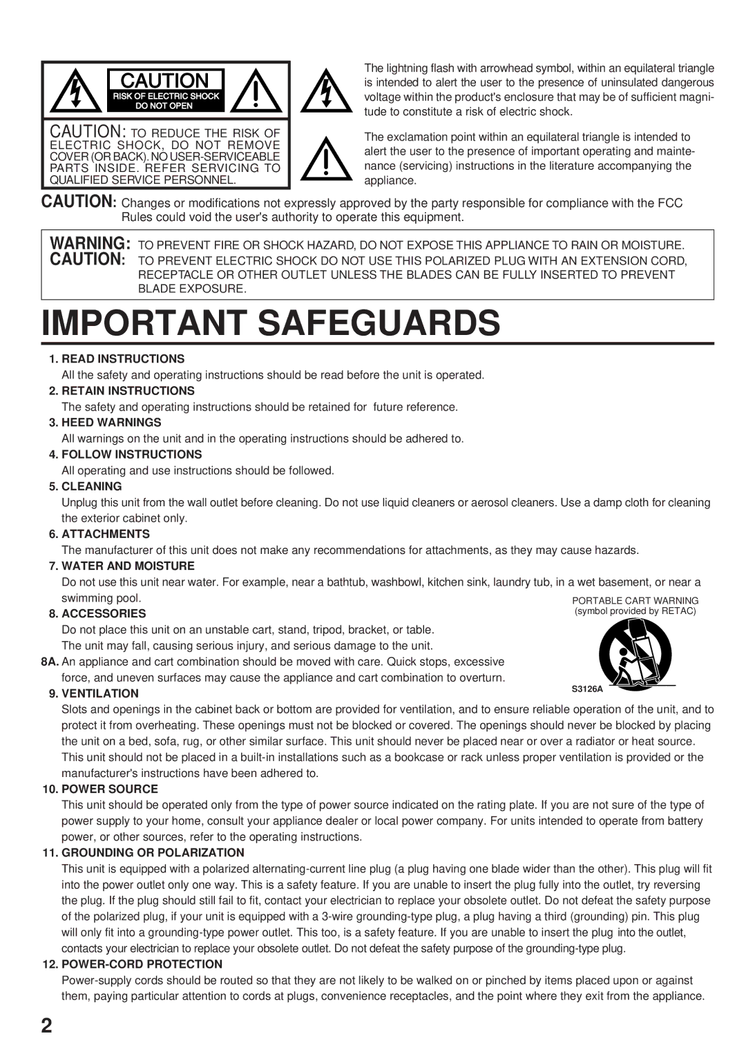 JVC AV 20F704, AV-24F704 Read Instructions, Retain Instructions, Heed Warnings, Follow Instructions, Cleaning, Attachments 