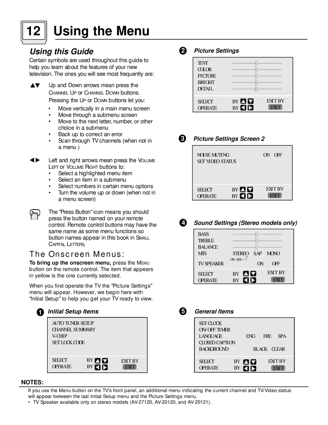 JVC AV-27115, C-13110 manual Using the Menu, Using this Guide, Onscreen Menus 