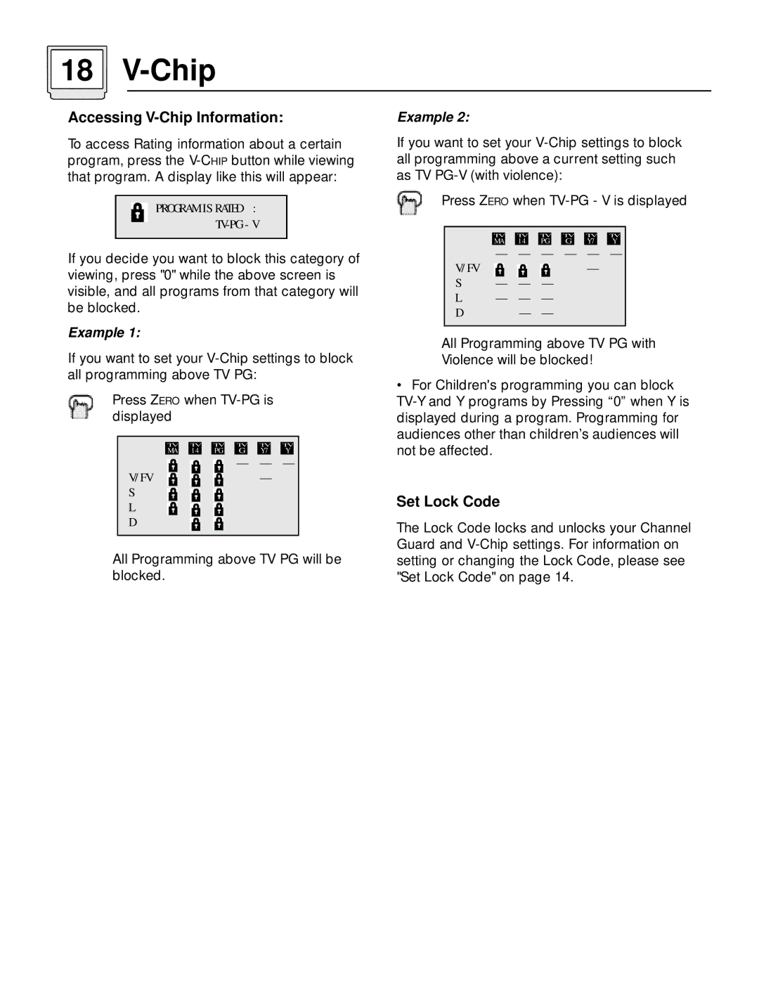 JVC AV-27115, C-13110 manual Accessing V-Chip Information, Set Lock Code 