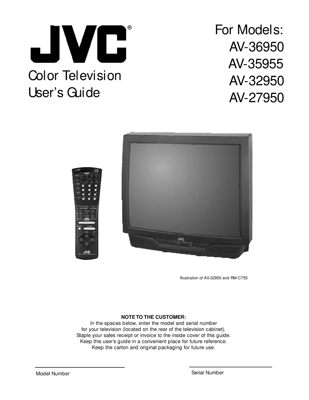 JVC RM-C755, AV-27950 manual Color Television 