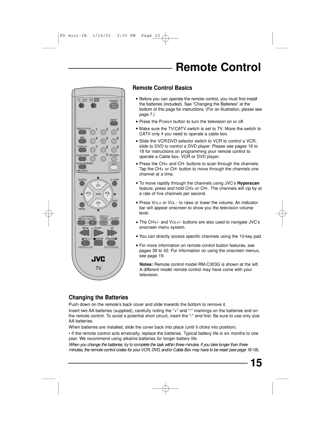 JVC AV 20D202, AV 27D302, AV 27D202, AV 27230 manual Remote Control 