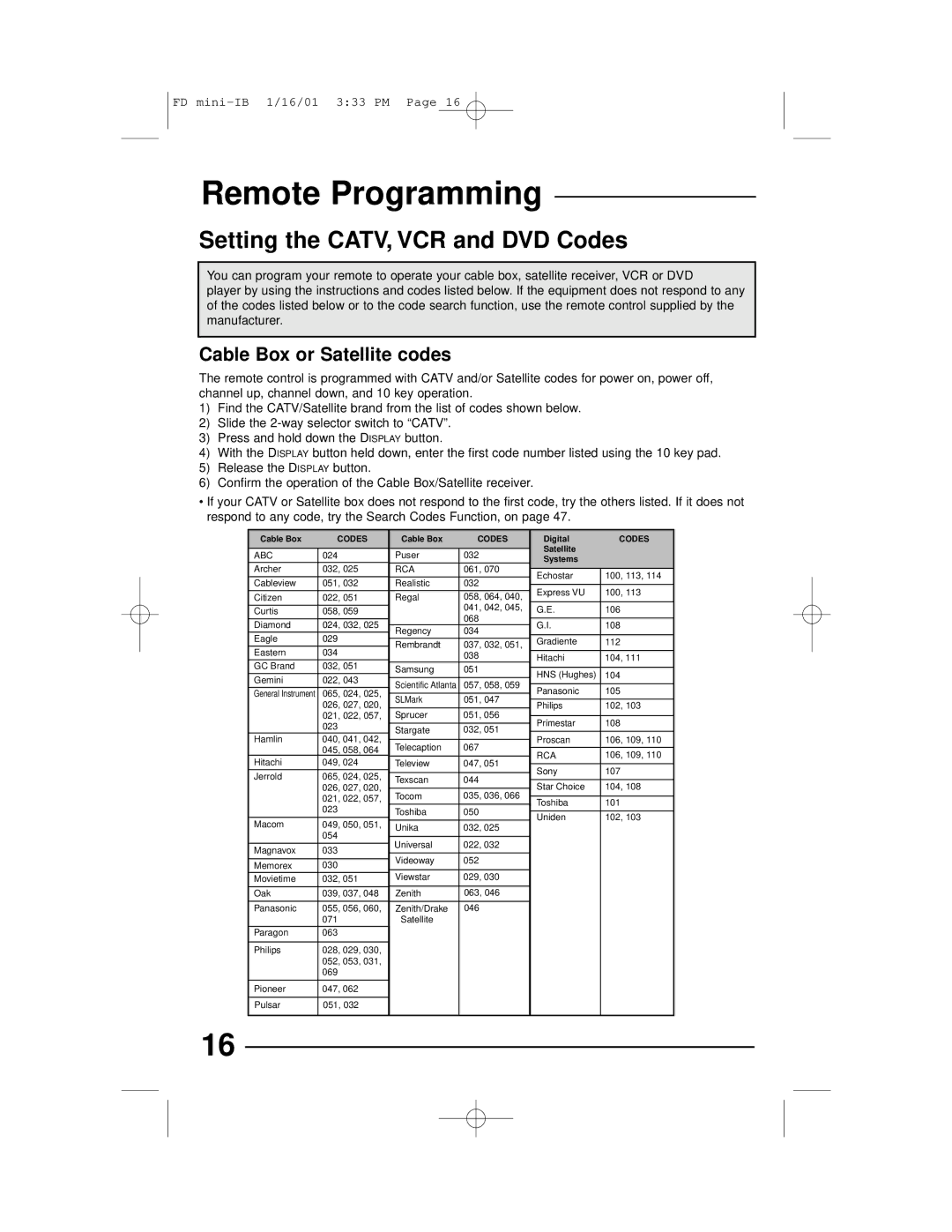 JVC AV 27D302, AV 27D202, AV 27230, AV 20D202 manual Remote Programming, Cable Box or Satellite codes, With the D, Button 