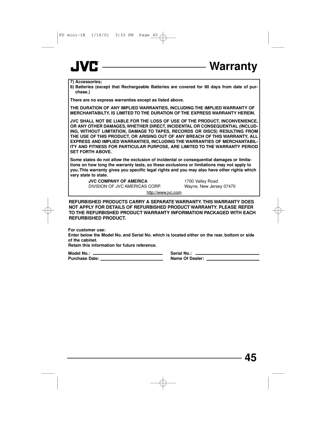 JVC AV 27D202, AV 27D302, AV 27230, AV 20D202 manual Jvc.com 