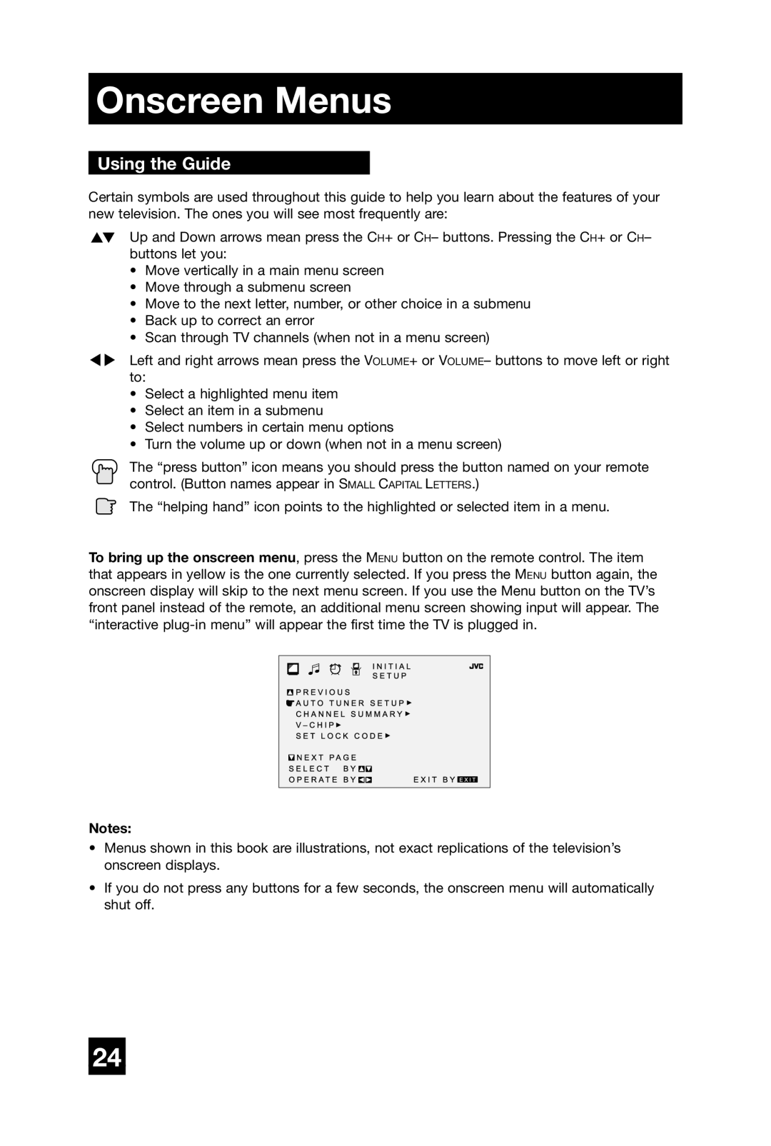 JVC AV 32432, AV 32430, AV 27432, AV 27D104, AV 27430 manual Onscreen Menus, Using the Guide 