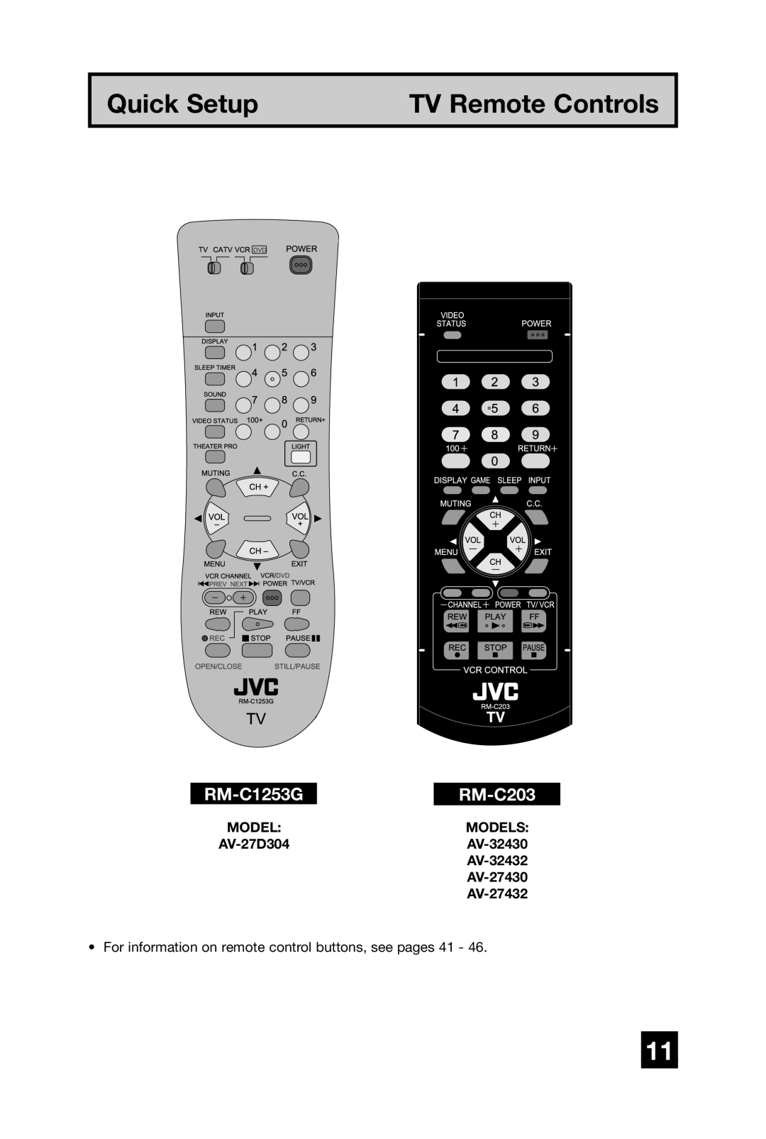 JVC manual RM-C1253GRM-C203, AV-27D304AV-32430 AV-32432 AV-27430 AV-27432 