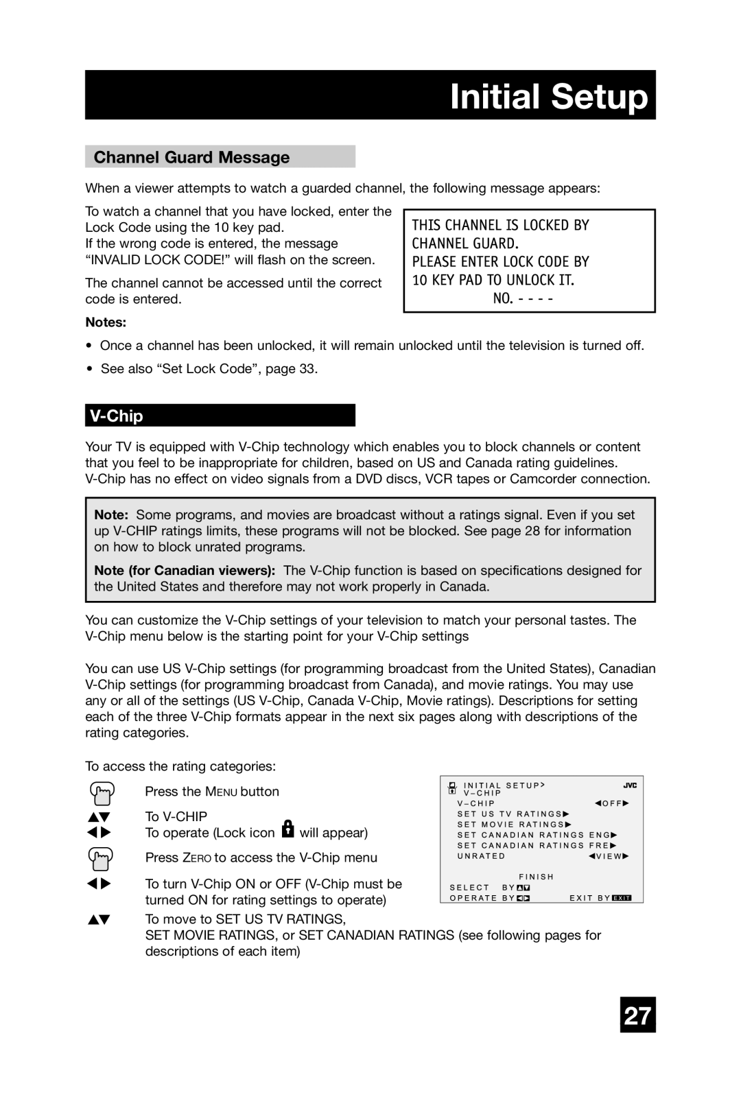 JVC AV-27D304 manual Channel Guard Message, Chip 