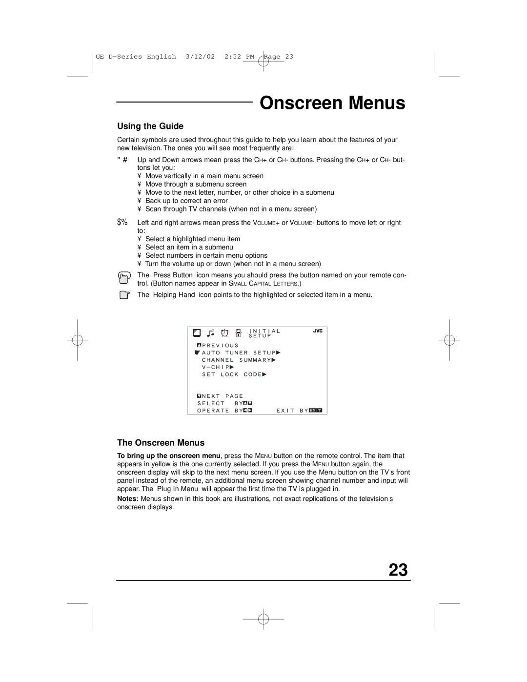 JVC AV-32D303, AV-27D503, AV-36D303, AV-36D203, AV-32D503, AV-32D203 manual Onscreen Menus, Using the Guide 