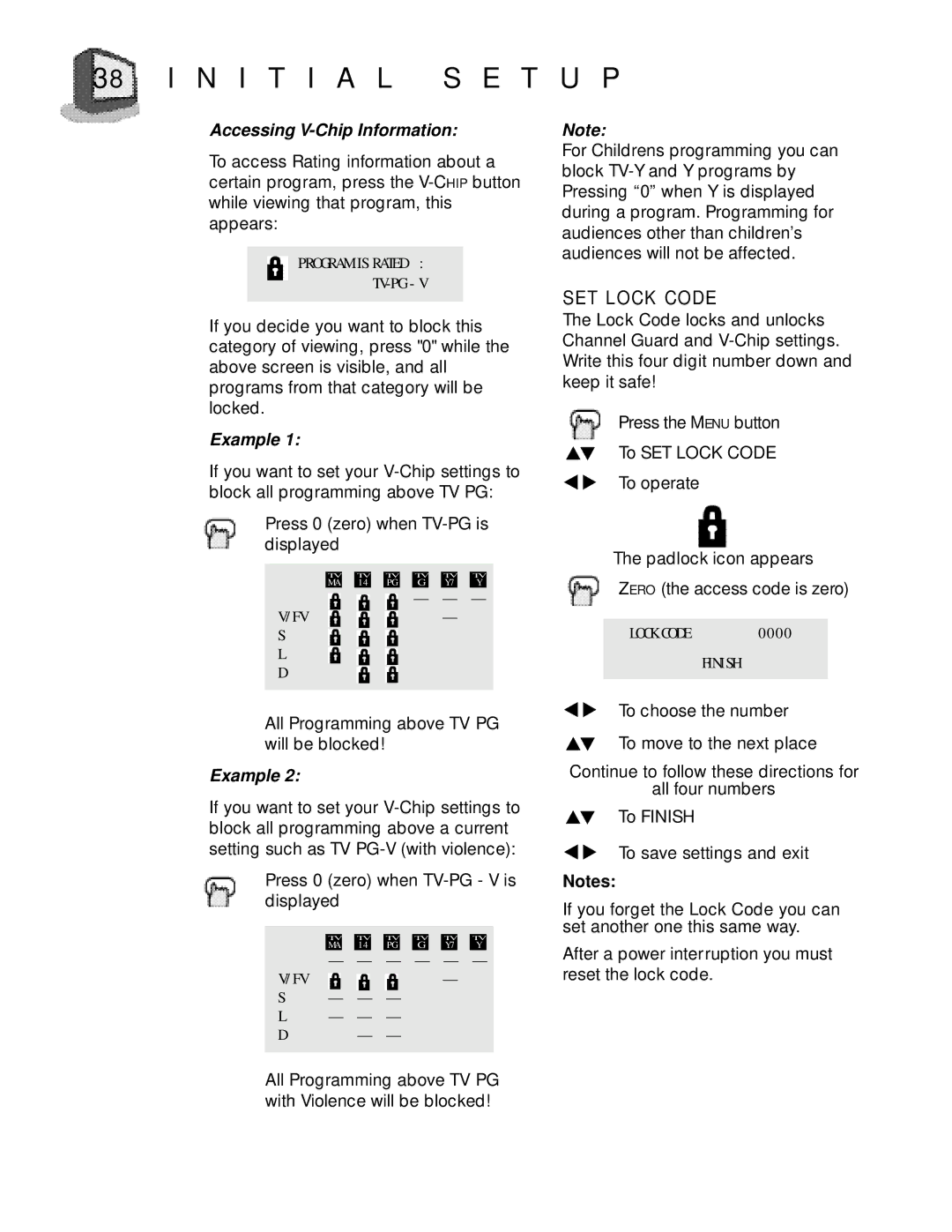 JVC AV-27D800 manual SET Lock Code, Accessing V-Chip Information 