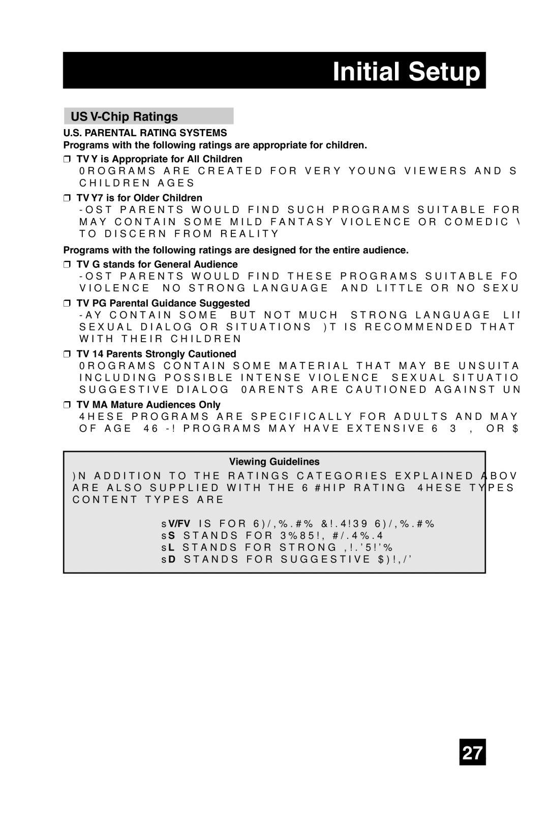 JVC AV 27F485 manual US V-Chip Ratings 