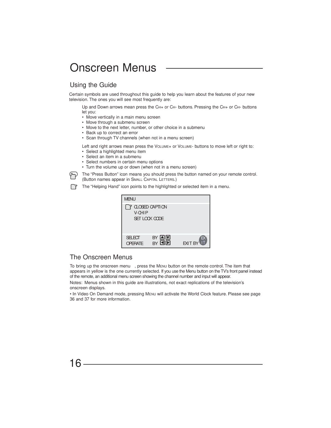 JVC AV-27GFH manual Onscreen Menus, Using the Guide 