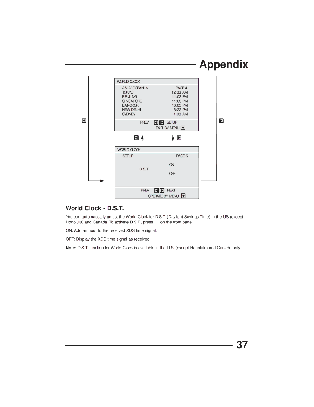 JVC AV-27GFH manual World Clock D.S.T 