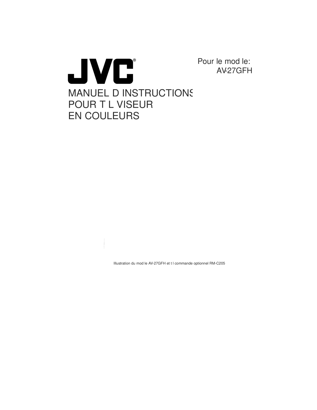 JVC AV-27GFH manual Manuel D’INSTRUCTIONS Pour Téléviseur EN Couleurs 