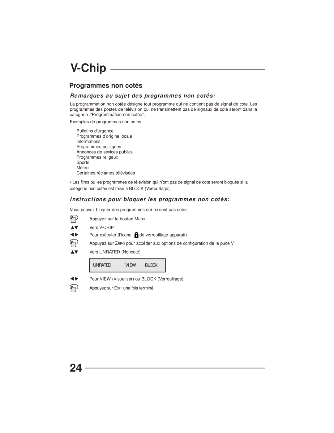 JVC AV-27GFH manual Programmes non cotés, Remarques au sujet des programmes non cotés 