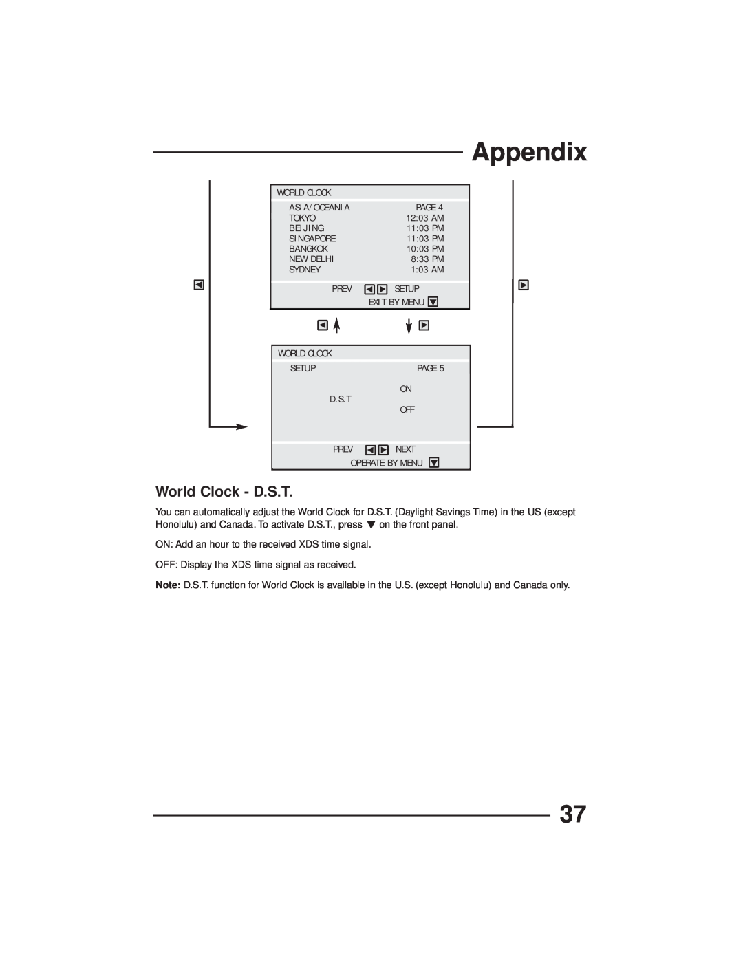 JVC AV-27GFH manual World Clock - D.S.T, Appendix 