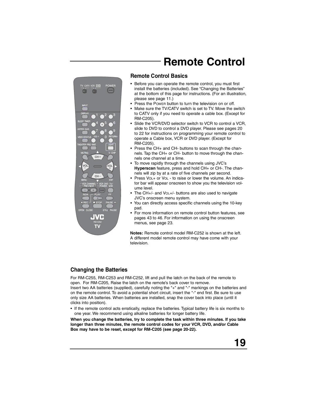 JVC AV 27330, AV 27S33, AV 27320 manual Remote Control Basics 