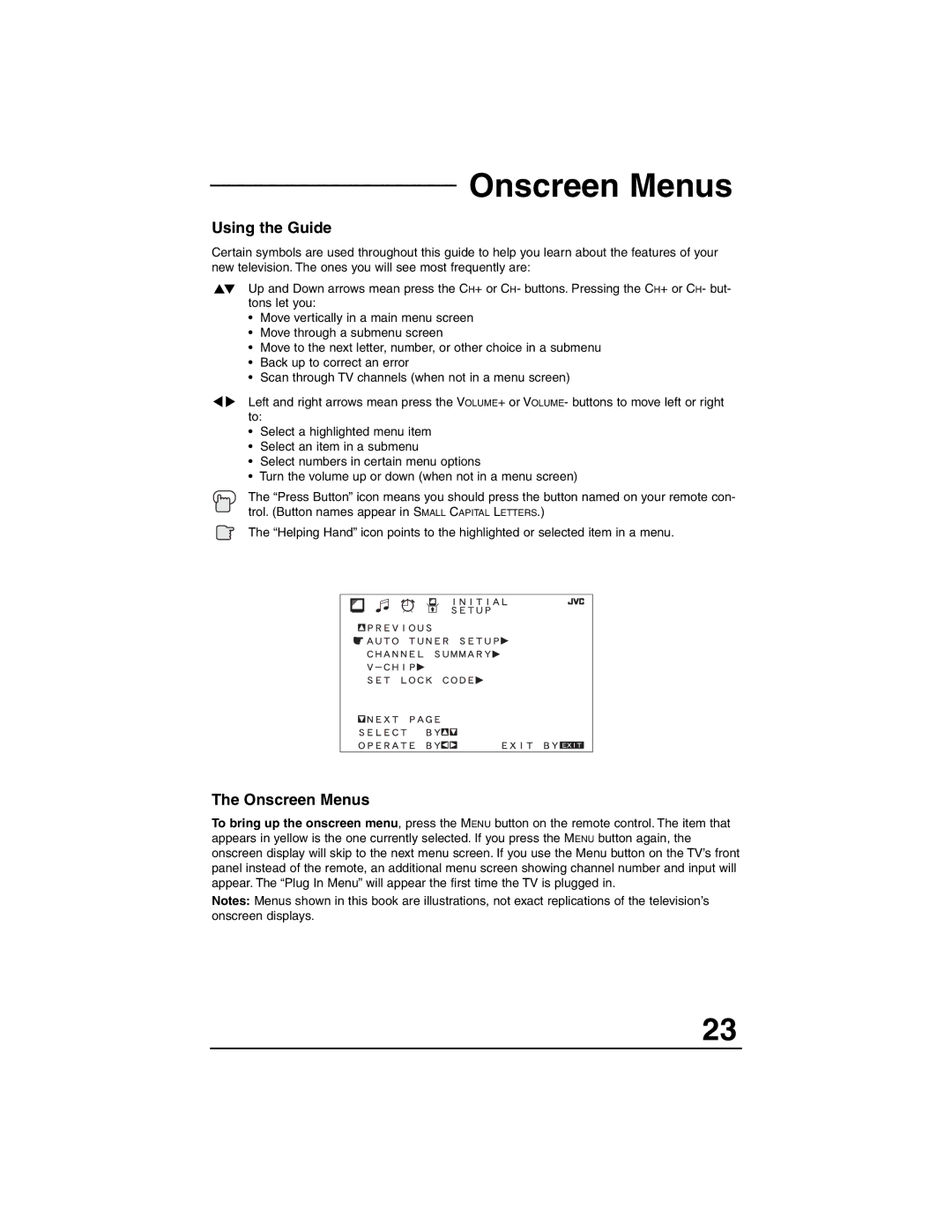 JVC AV 27320, AV 27S33, AV 27330 manual Onscreen Menus, Using the Guide 