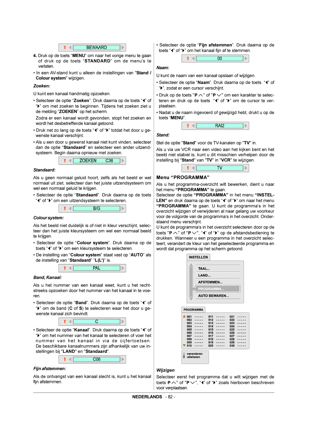 JVC AV-28BH8EPB, AV-28BH8EPS manual Menu Programma, Zoeken 