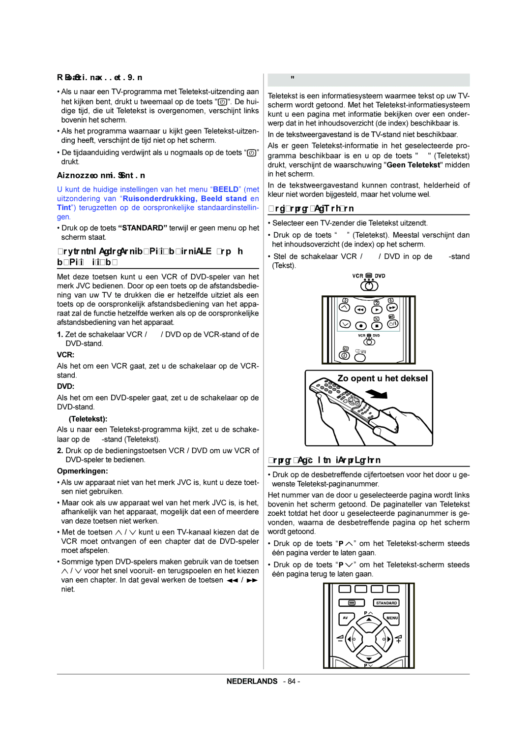 JVC AV-28BH8EPB, AV-28BH8EPS manual Bedieningstoetsen VCR / DVD en schakelaar VCR / / DVD, Met Teletekst werken 