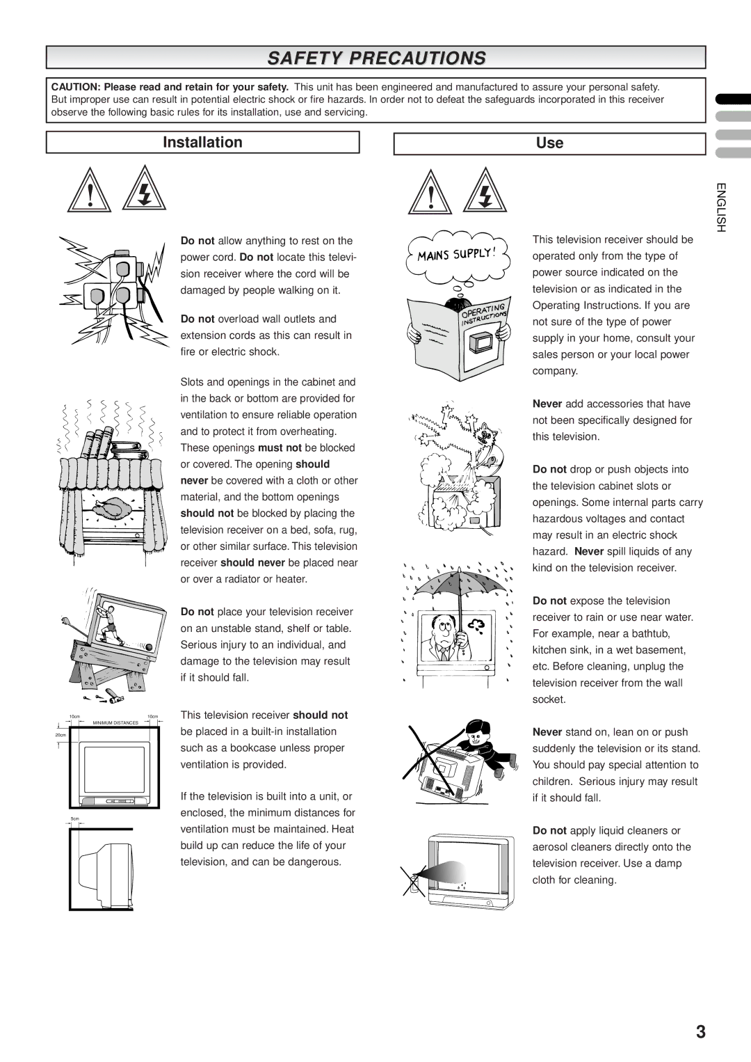 JVC AV-28BK5ECS, AV-28BK5ECB manual Safety Precautions, Installation Use 