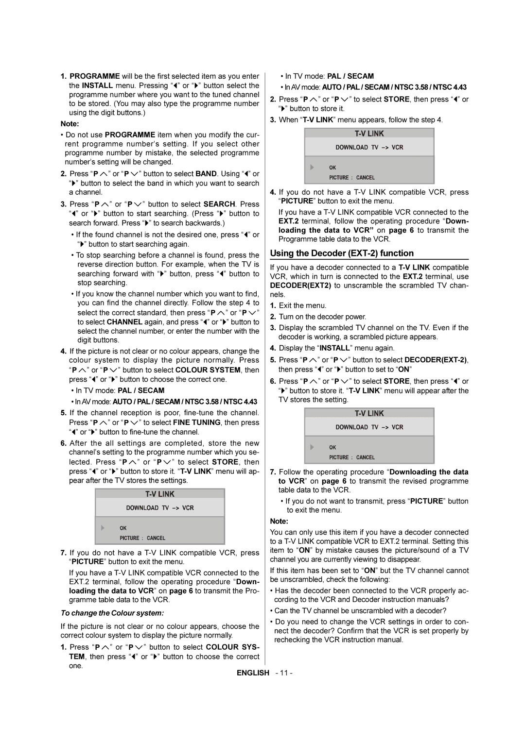 JVC AV-28F3SJ manual Using the Decoder EXT-2 function, To change the Colour system 