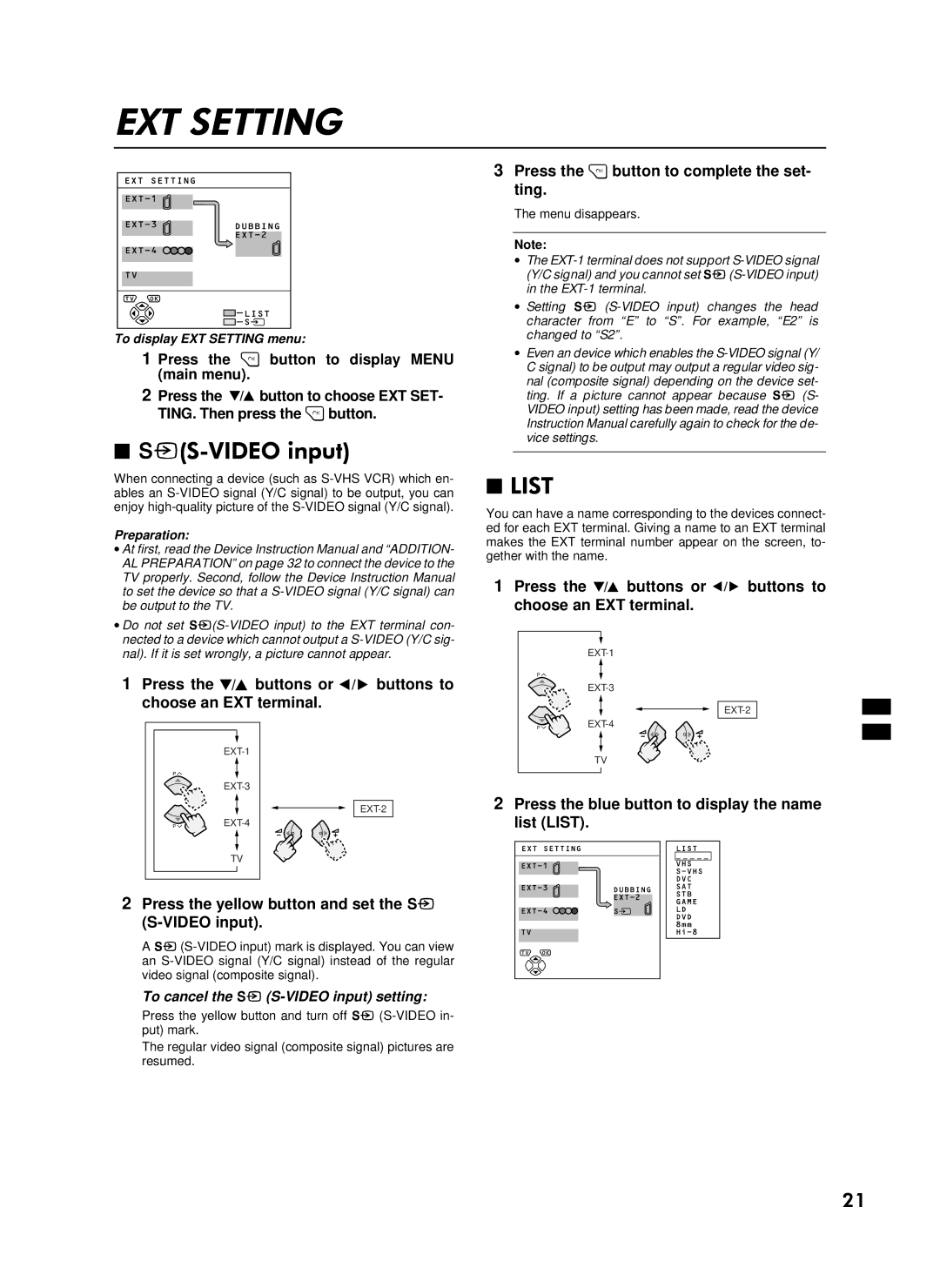 JVC AV-28WFT1EI, LCT0622-001A-U #677,1, +609,2#LQSXW, Press the ë buttons or ì buttons to choose an EXT terminal 