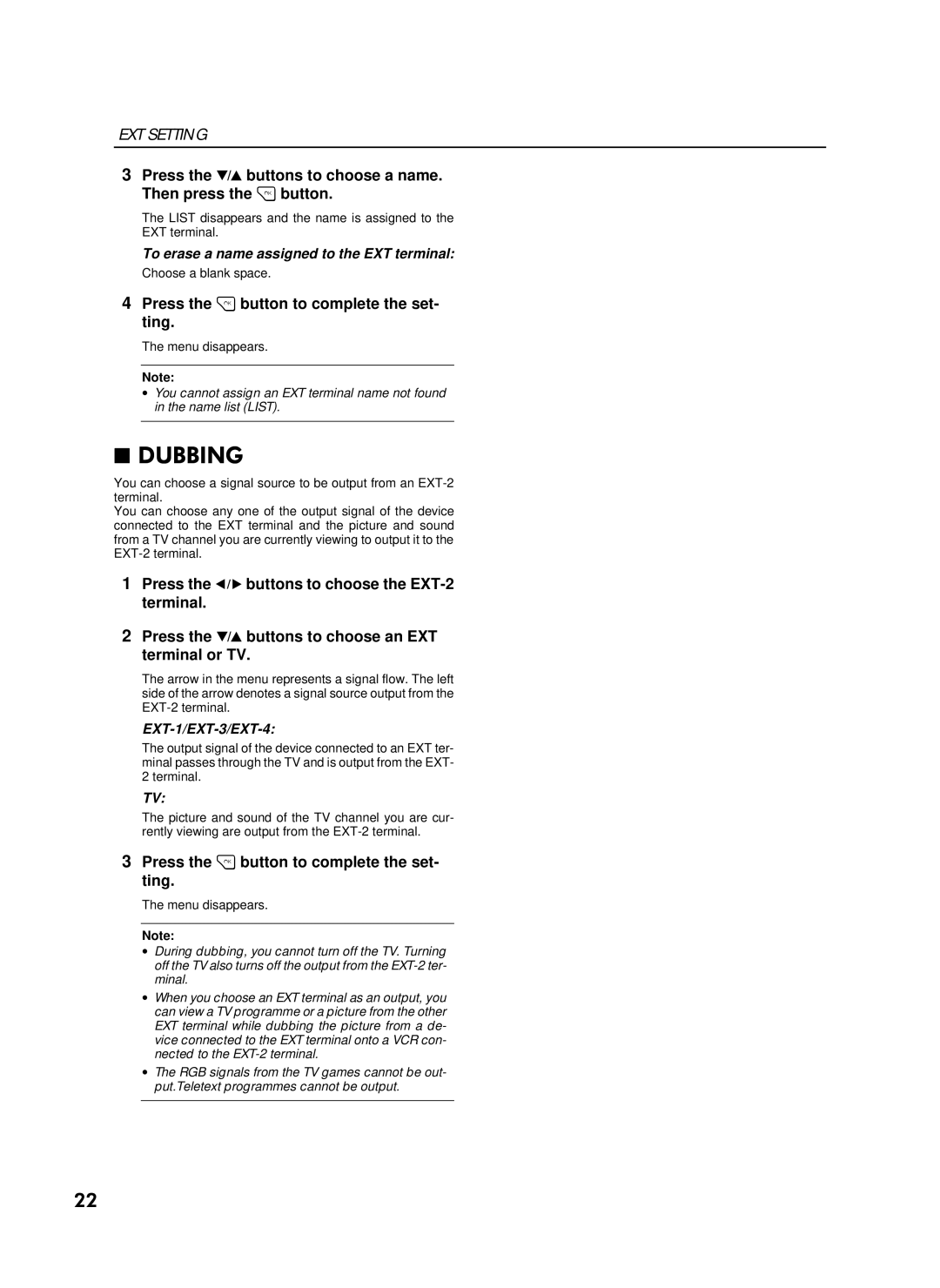 JVC LCT0622-001A-U, AV-28WFT1EI, 0300-T-CR-JMUK To erase a name assigned to the EXT terminal, EXT-1/EXT-3/EXT-4 