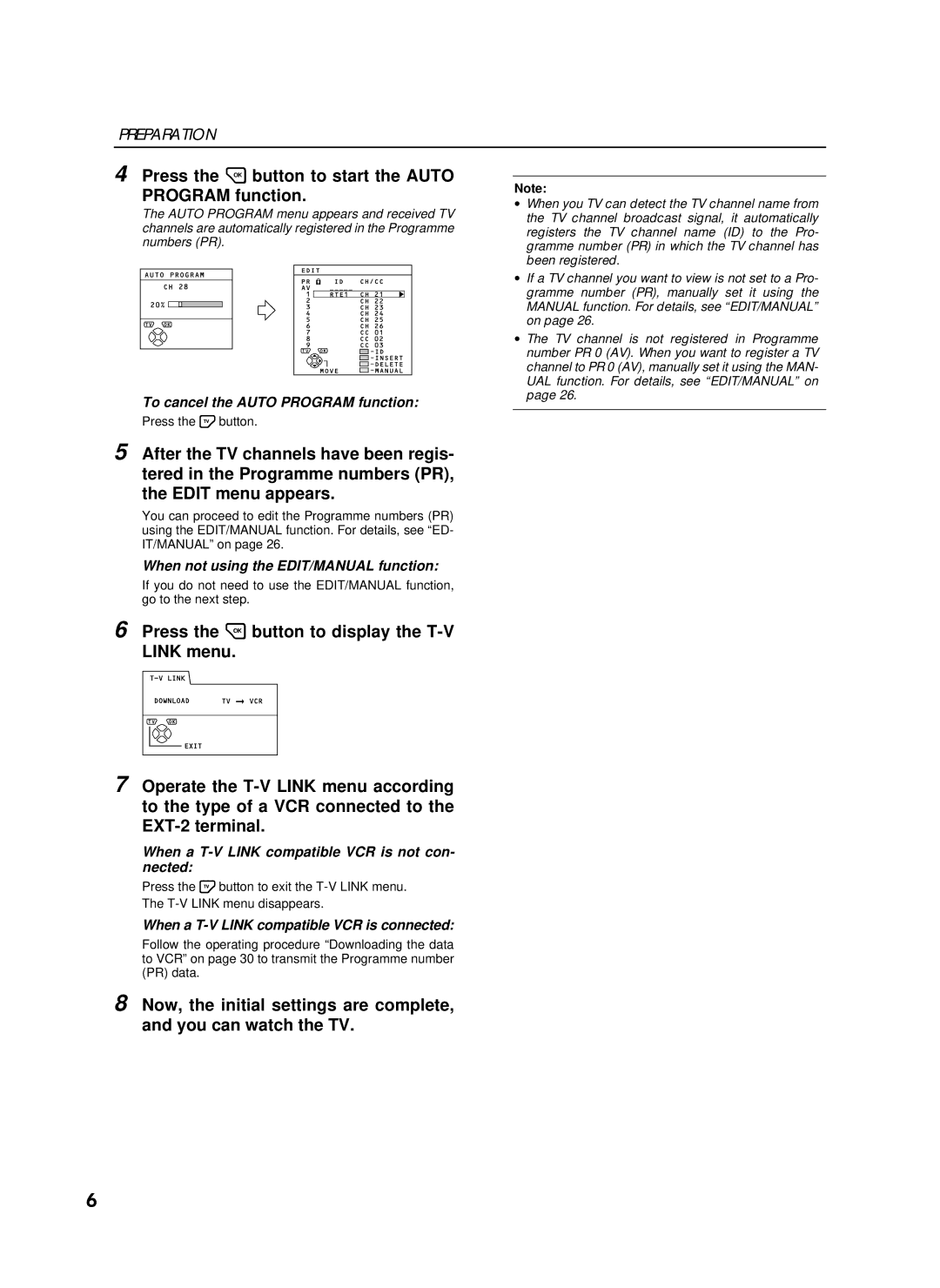 JVC AV-28WFT1EI, LCT0622-001A-U specifications To cancel the Auto Program function, When not using the EDIT/MANUAL function 