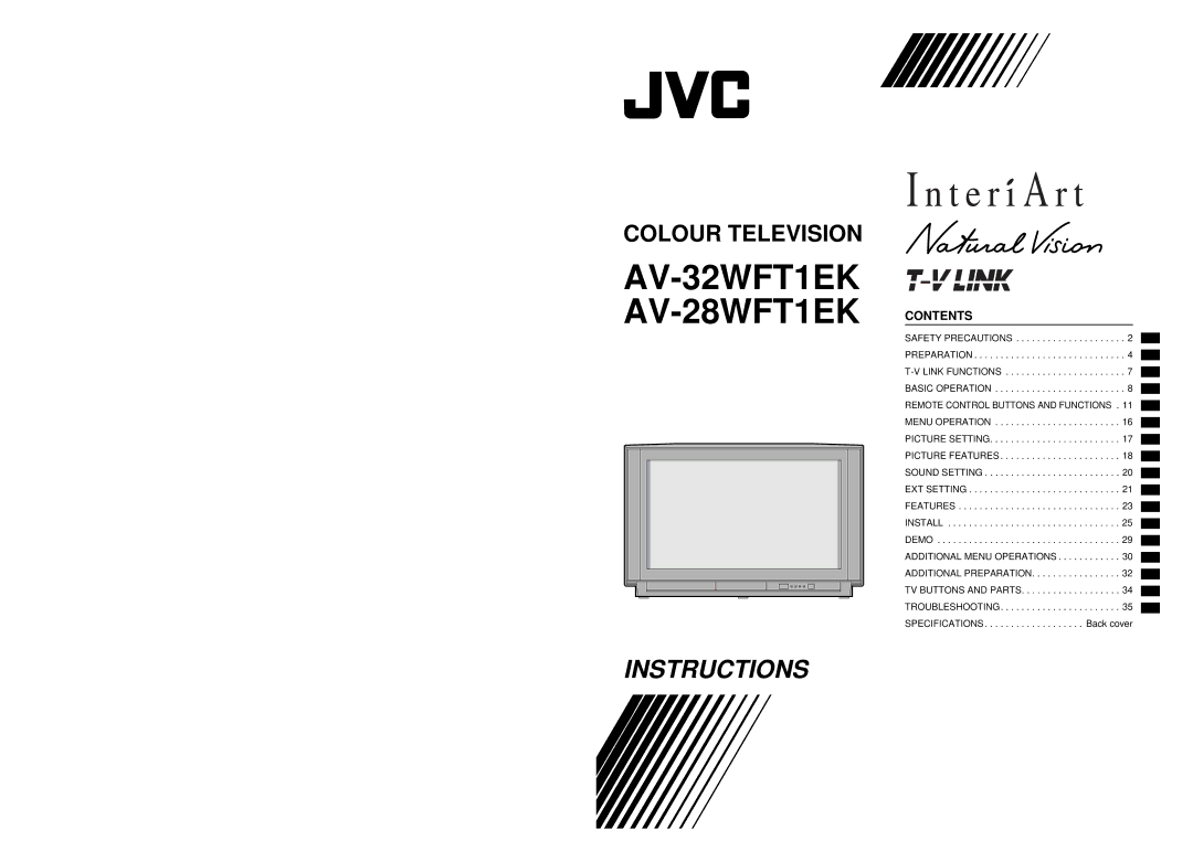 JVC specifications AV-32WFT1EK AV-28WFT1EK 