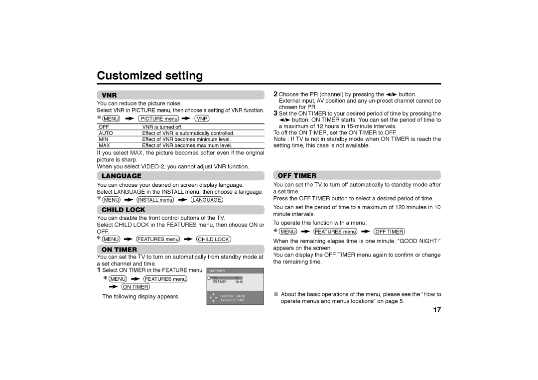 JVC AV-2988SE specifications Customized setting 