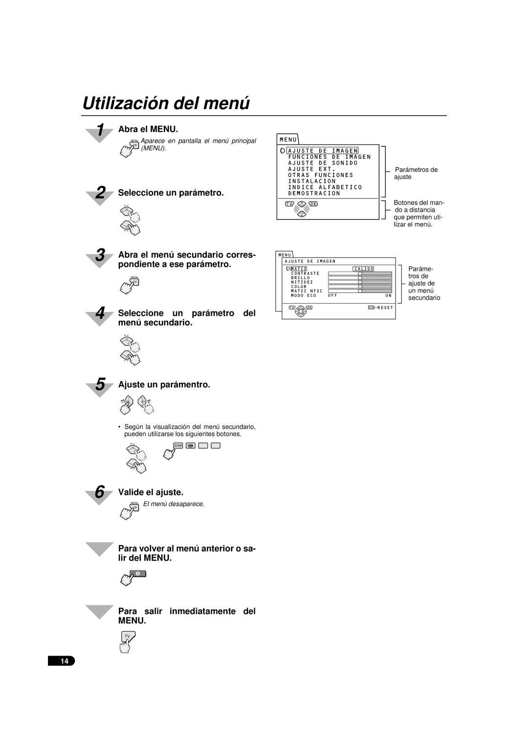 JVC AV-29TX1EP, AV-29TX1EPS manual Utilización del menú 