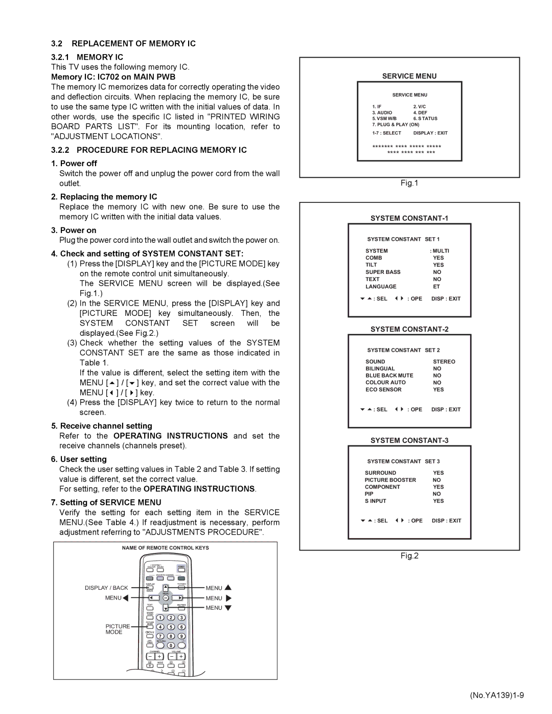 JVC AV-29V514/B service manual Replacement of Memory IC, Procedure for Replacing Memory IC 