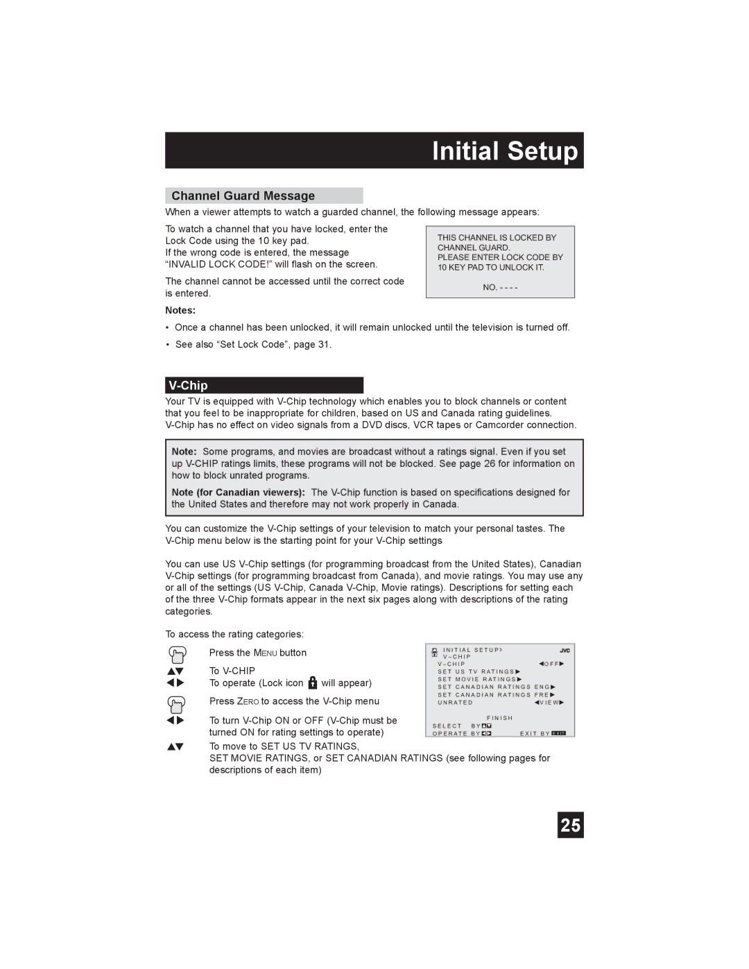 JVC AV-30W475 manual Channel Guard Message, Chip 