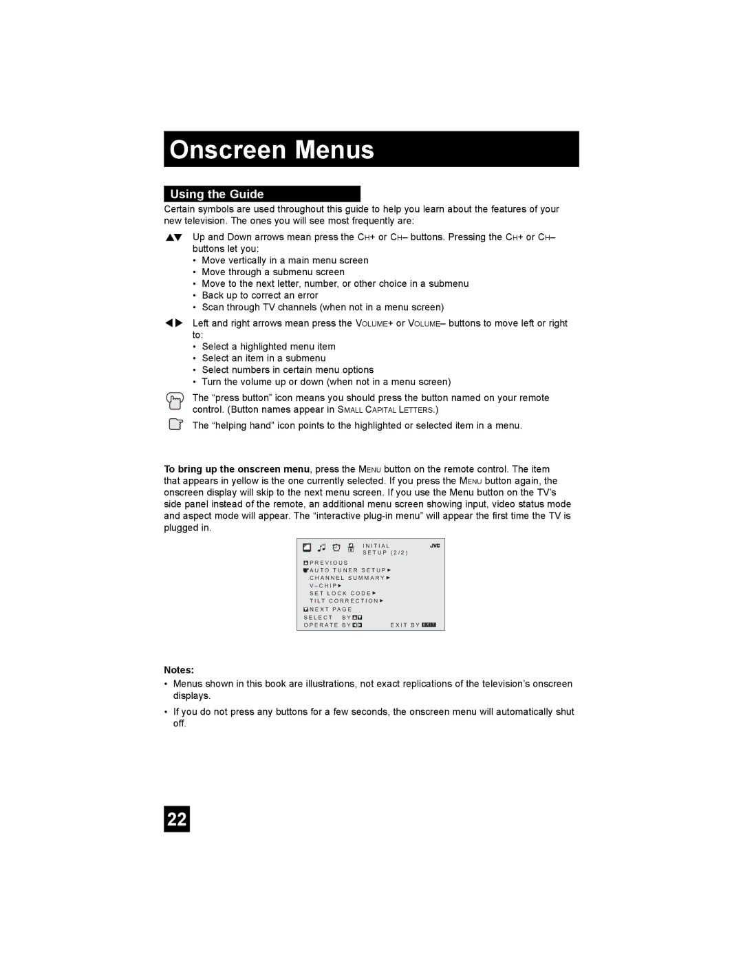 JVC AV 30W476 manual Onscreen Menus, Using the Guide 