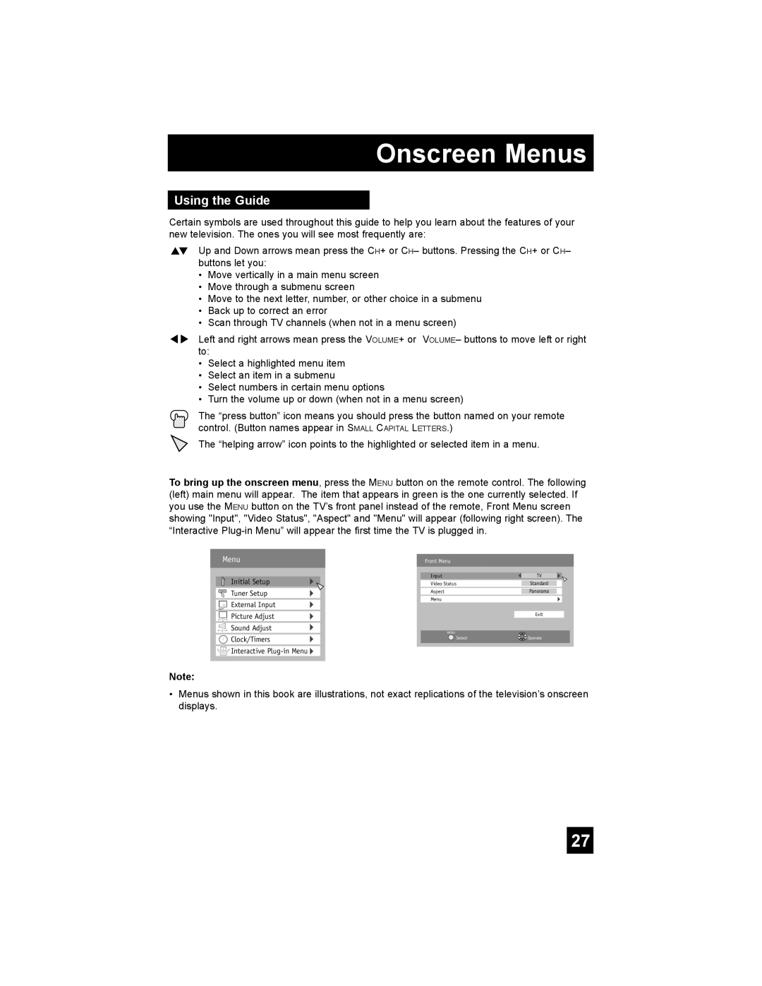 JVC AV 30W777, AV-30W777, AV-30W767 manual Onscreen Menus, Using the Guide 