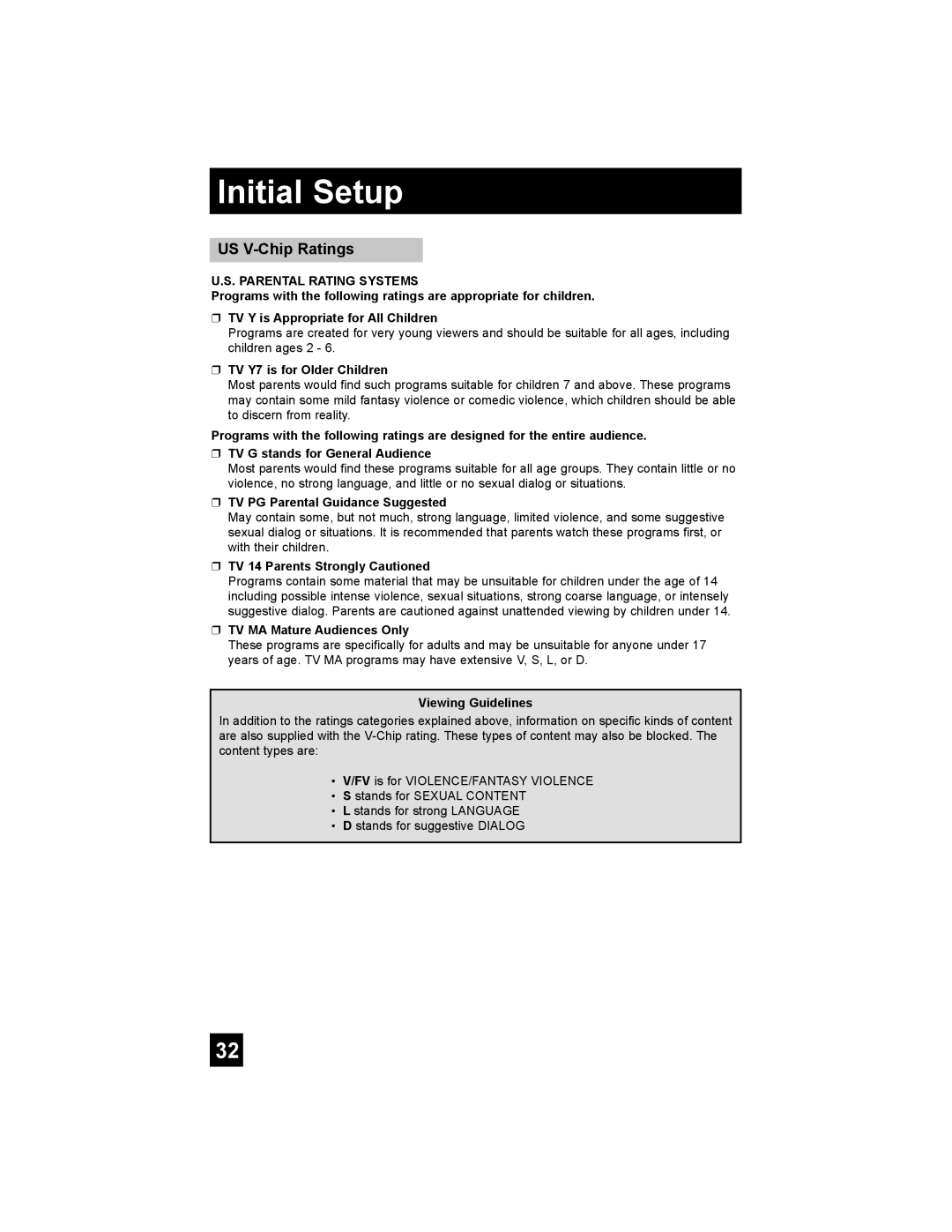 JVC AV-30W777, AV-30W767, AV 30W777 manual US V-Chip Ratings 