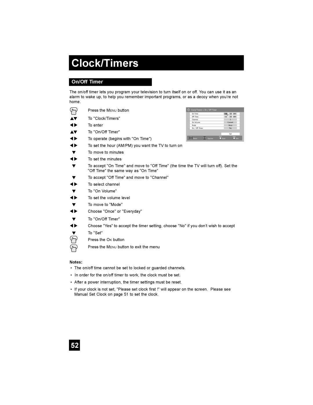 JVC AV-30W777, AV-30W767, AV 30W777 manual On/Off Timer, Clock/Timers On / Off Timer 