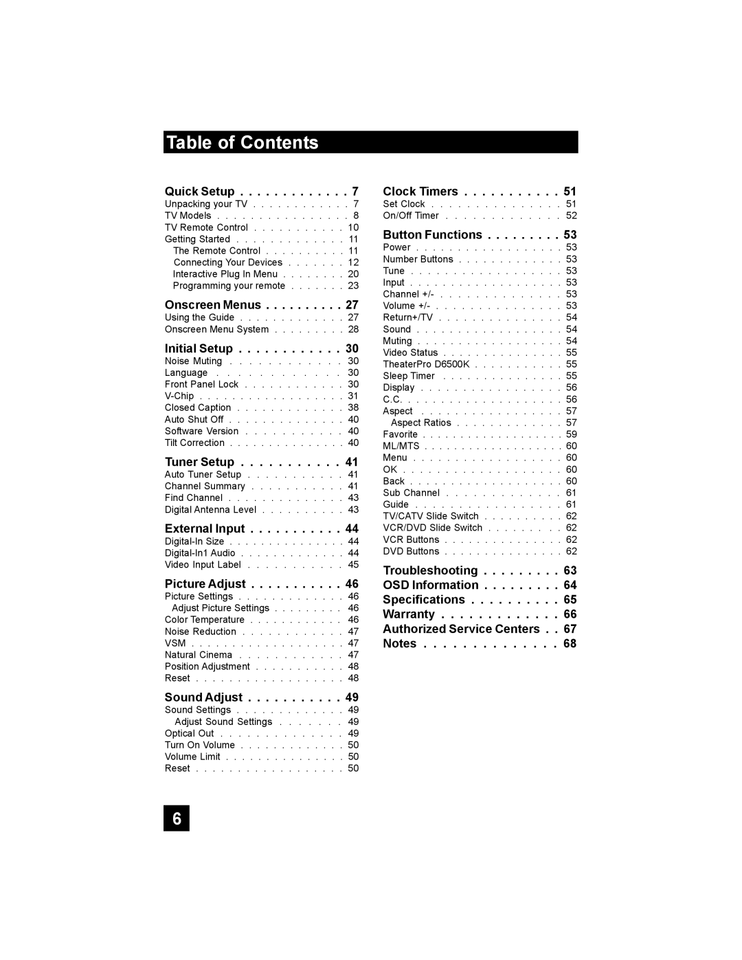 JVC AV-30W777, AV-30W767, AV 30W777 manual Table of Contents 