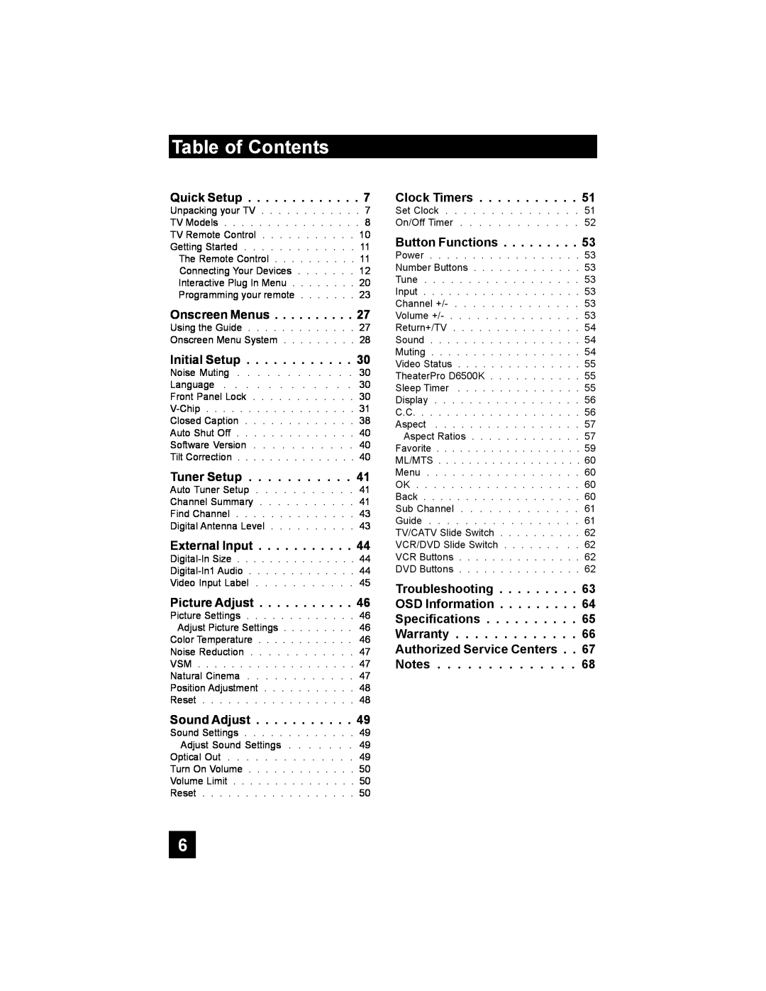 JVC AV-30W777, AV-30W767, AV 30W777 manual Table of Contents 